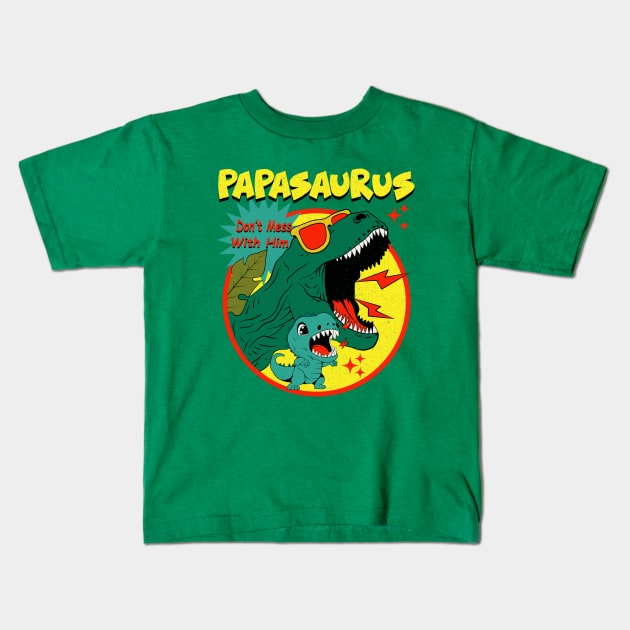 Papasaurus Kids T-Shirt by Oiyo